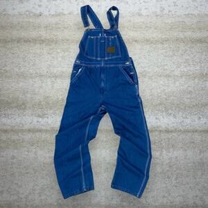 Vintage 90s Work n Sport Denim Overalls 34x30 Baggy Wide Leg Fit Dark Wash Jeans